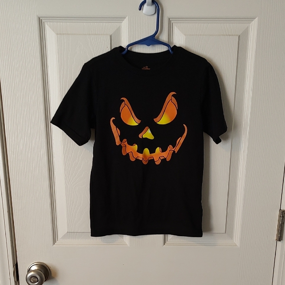 Black Halloween Pumpkin Face T-Shirt